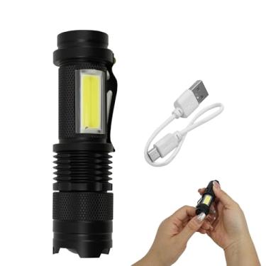 Imagem de Mini lanterna de LED, lanterna tática com zoom de alto lúmen, lanterna compacta alimentada por bateria única para acampamento, caminhadas, emergências, aventuras ao ar livre, uso doméstico, luz