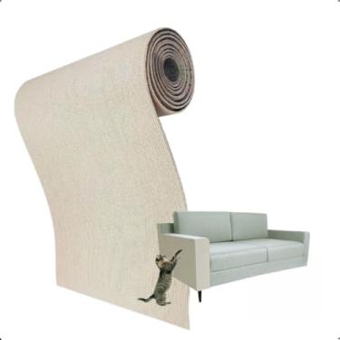 Imagem de Tapete Arranhador para Gatos Autoadesivo Protetor de Sofá Carpete 200x40cm(Bege)