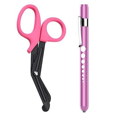 Imagem de hautllaif Pacote Com 2 Tesouras Médicas E Lanternas Para Enfermeiras, Suprimentos Uma Lanterna, De Trauma 6" Primeiros Socorros (Rosa)