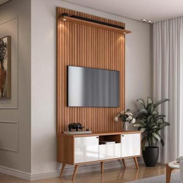 Imagem de Rack Com Painel 136cm Para TV 55 Polegadas River 1.36 Lukaliam Off Whi