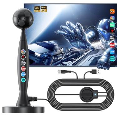 Imagem de Antena de TV para Smart TV, alcance de mais de 2200 milhas, antena interna/externa para canais locais