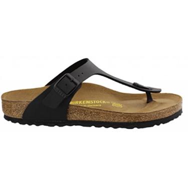 Imagem de Birkenstock Gizeh infantil menina (bebê/criança pequena/criança grande), Couro lubrificado preto, 5-5.5