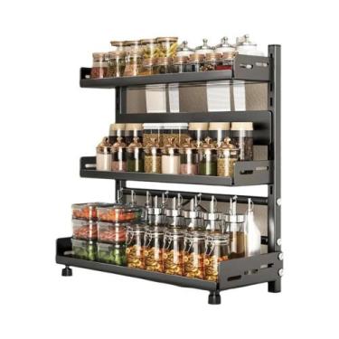 Imagem de Prateleira De Armazenamento De Especiarias Ajustável Em 3 Níveis Para 