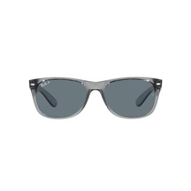 Imagem de Ray-Ban Óculos de sol RB2132 New Wayfarer Square, Cinza transparente/azul escuro polarizado, 58 mm