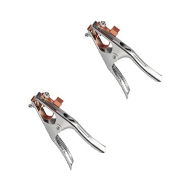 Imagem de Tuxihapp 2 peças 300A braçadeira de solda, braçadeira de eletrodo de soldador manual de metal com mandíbula banhada a cobre, ferramenta de clipe de cabo de aterramento universal para máquinas de corte