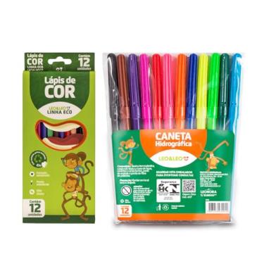 Imagem de Lápis de cor 12 Cores Ecológico + Canetinha 12 Cores - Leo e Leo