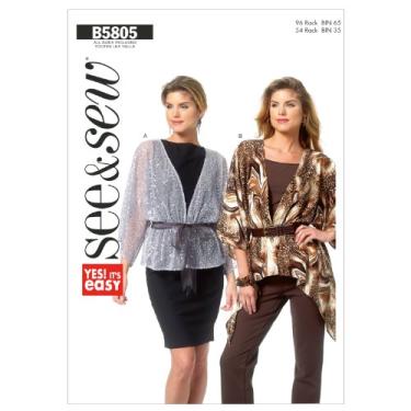 Imagem de BUTTERICK PATTERNS Jaqueta feminina B5805, tamanho A (XSM-SML-MED-LRG-XLG-XXL)