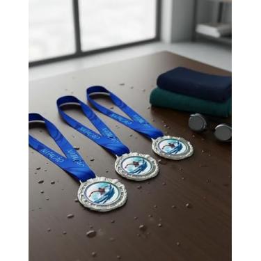 Imagem de Kit 10 Medalhas Para Natação Premiação Esportes 60mm Com Cordão