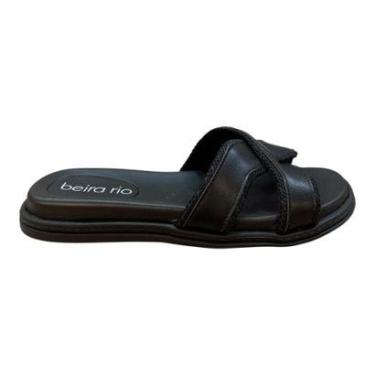 Imagem de Chinelo Feminino Beira Rio Casual Conforto Superleve Cruzado Metalizado 8488.127 Preto-Feminino