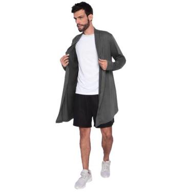 Imagem de Cardigan Masculino Básico Assimétrico Estiloso Meia Estação - Slim Fit