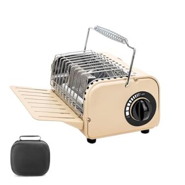 Imagem de AirOka Aquecedor e fogão portátil 3 em 1, fogão de barraca externo de 1200 W, aquecedores de acampamento de temperatura ajustável para pesca, caminhadas, caminhadas, pátio, cor de café e verde (cor