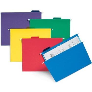Imagem de OfficeMax Pastas suspensas, tamanho carta, corte 1/5, primário sortido, 25/bx