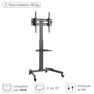 Imagem de Suporte Rack TV 37-70 Polegadas 35kg com Bandeja Vinik
