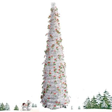 Imagem de Árvore de Natal artificial | Decorações dobráveis para festas de fim de ano, árvore de Natal escalável, configuração fácil | para ambientes internos e externos, escritório, apartamento, bar
