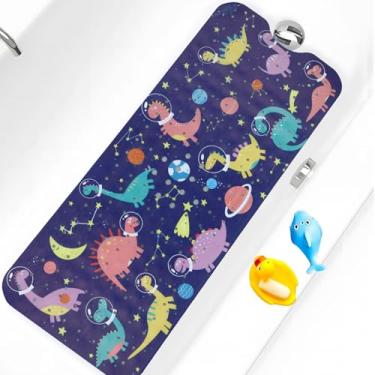 Imagem de Tapete de banho para banheira antiderrapante infantil tapete de banho antiderrapante para banheira 101 x 40 cm tapete de banho infantil extra longo com ventosas e orifícios de drenagem para chão de