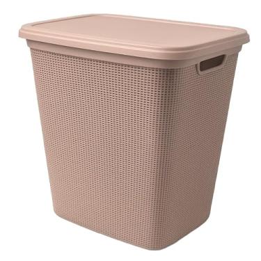 Imagem de Cesto Organizador Multiuso 45 Litros Grande com Tampa para Roupas, Brinquedos e Lavanderia(CRU)