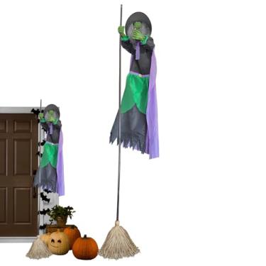 Imagem de Vassoura flutuante de bruxa - vassoura de bruxa voadora de Halloween ao ar livre - suprimentos de festa brilhantes para jardim casa assombrada interior ao ar livre varanda entrada cosplay