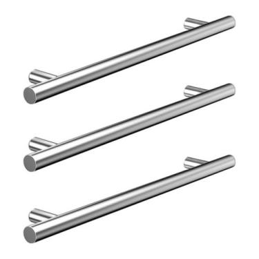 Imagem de Kit 3 Puxador Disia 160mm Haste Redonda Inox Escovado Móveis - SOPRANO