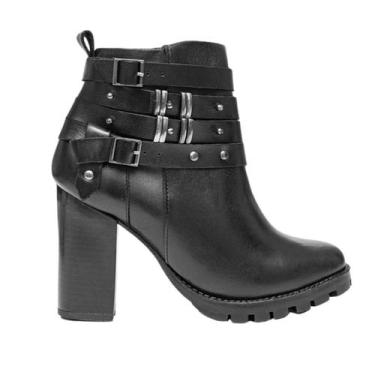 Imagem de Bota Pele Natural Feminina Salto Médio Conforto Casual Preta -, Preto,