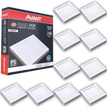 Imagem de Kit 10 Plafon Painel Led Avant Pop 24w Branco 6500k 1680 Lúmens Quadrado De Sobrepor 30x30cm Bivolt