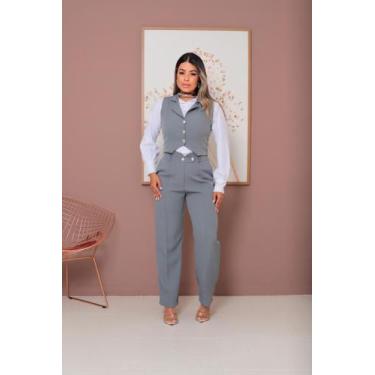 Imagem de Conjunto Feminina Alfaiataria Calça e colete Elegante Estilosa - GOZYN