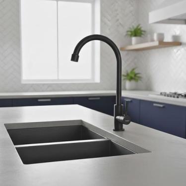 Imagem de Torneira Banheiro Lavabo Cozinha Industrial Gourmet Pescoço Curvado Pr