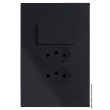 Imagem de Kit Interruptor Simples + Tomada Dupla 20A 4X2 Brs12289-0Bk