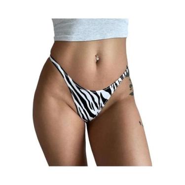 Imagem de Calcinhas Tanga De Cintura Baixa Com Estampa De Leopardo Para Mulheres