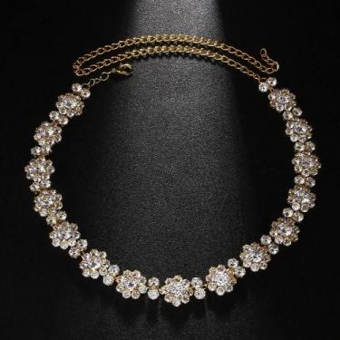 Imagem de Colar Choker Feminino De Moda Com Strass E Corrente De Tênis, Joia Par