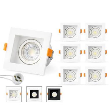 Imagem de 6 Spots Recuado Embutir Luminária + Lâmpadas Led Mr16 Dicroica Gu10 Qu