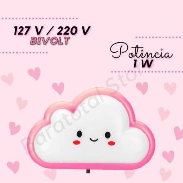 Imagem de Mini Luminária Luz Led Infantil Nuvem Abajur de Tomada Led Infantil Co