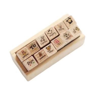 Imagem de Carimbos De Borracha De Madeira Retrô Com Desenhos Animados, 12 Peças/