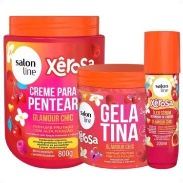 Imagem de Kit Salon Line Xêrosa Glamour Chic: Creme Para Pentear 800g, Gelatina 