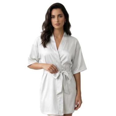 Imagem de Robe Hobby Roupão Branco Curto Noiva Feminino - CARVALHO CONFECÇÕES, P