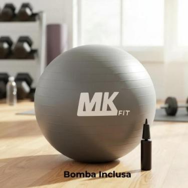 Imagem de Bola de Ginástica Pilates Tamanho 55 cm com Bomba MKFIT, Cinza