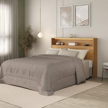 Imagem de Cabeceira Casal Mdf com Nicho e Led Aurora Carvalho Hanover