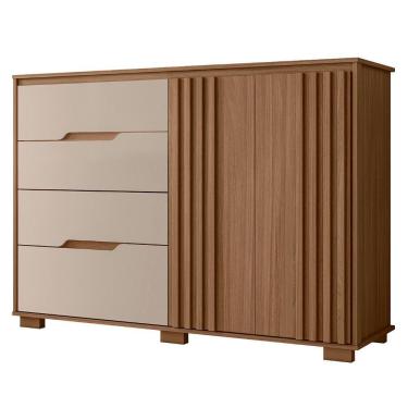 Imagem de Cômoda Para Quarto 147cm Com 4 Gavetas Rusk Carvalho-fendi Z17 - Mpozenato