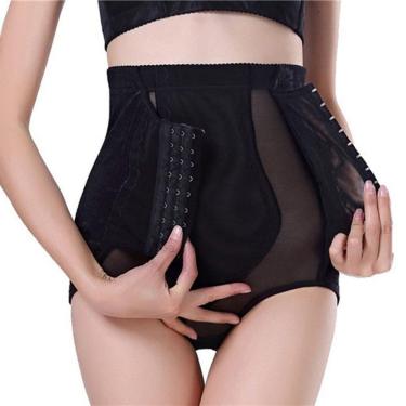 Imagem de Cinta Calcinha Modeladora Aperta Barriga Alta Compressão Flores Preta Tamanho:l