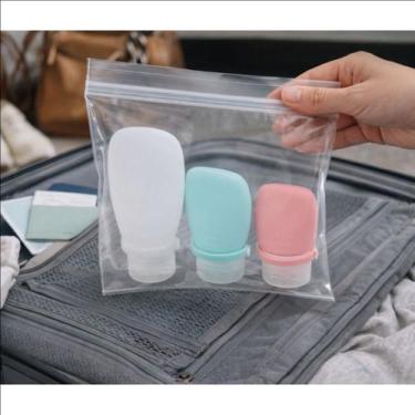 Imagem de 3 Frascos Silicone Kit Viagem Avião Bagagem Mão 30/60/90ml - Lovely Vi