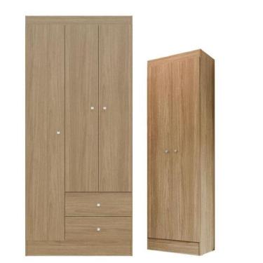 Imagem de Guarda Roupa Solteiro Versa 3 Portas Com Armário Multiuso Aura Freijó 