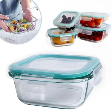 Imagem de Kit 3Pças - Pote Vidro Retangular Hermético Reforçado 320 ML