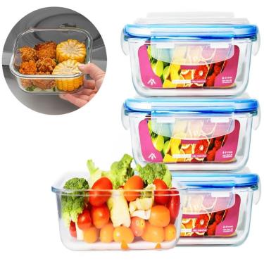 Imagem de Kit 3Pças - Pote Vidro Retangular Hermético Reforçado 520 ML