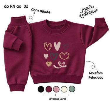 Imagem de Conjunto Moletom Infantil Menina Bebê Peluciado Flanelado Roupa Invern