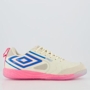 Imagem de Chuteira Umbro Pro 5 Bump Futsal Off-White e Rosa, 41