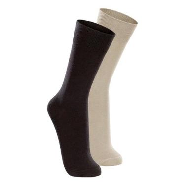 Imagem de Kit com 2 Pares de Meias Casual Lupo 1210-201 Colorido, Bege, 37-44