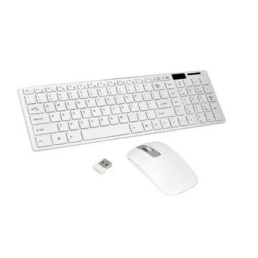 Imagem de Kit teclado mouse sem fio wireless slim ley-171 lehmox branc