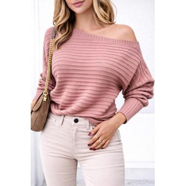 Imagem de Blusa de Frio Feminina Oversized Manga Morcego Gola Ampla Soltinha Tri