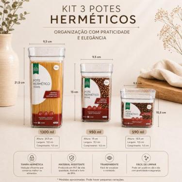 Imagem de Kit Potes Herméticos 3 Pç Organizadores Multiuso Alimentos - Art House