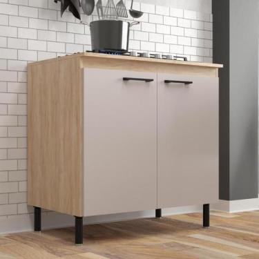 Imagem de Balcão Cooktop 2 Portas 80 cm Aveiro Oak Cinza Urbano - Maysa Móveis S