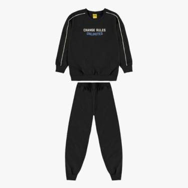Imagem de Conjunto Infantil Menino Moletom Manga Longa Rovitex, Preto, 14